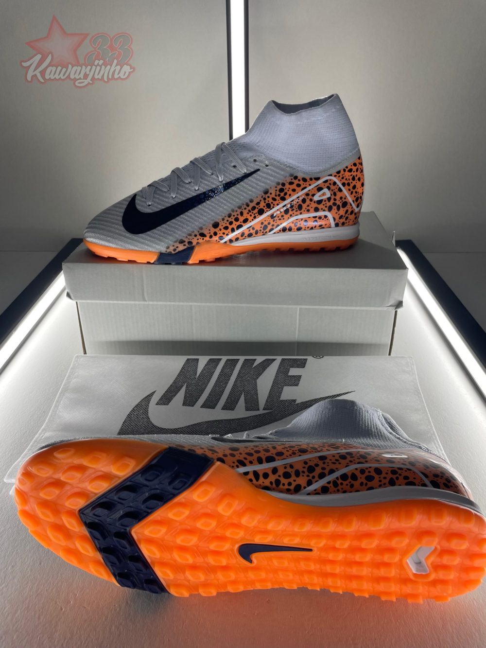 Nike Air Zoom Mercurial Superfly 10 Elite TF Safari Pack - Grey/Orange/Multicolor – Image 5