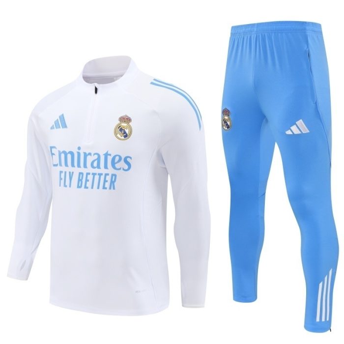 Survêtement Real Madrid 2025/26 – Blanc/Bleu